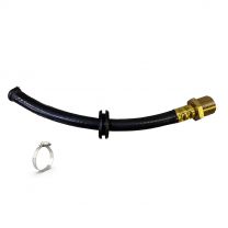 Hose Connection to Pump Hose w/GEAR CLAMP, Barb to M8 Brass Male Thread - 7" Output Hose